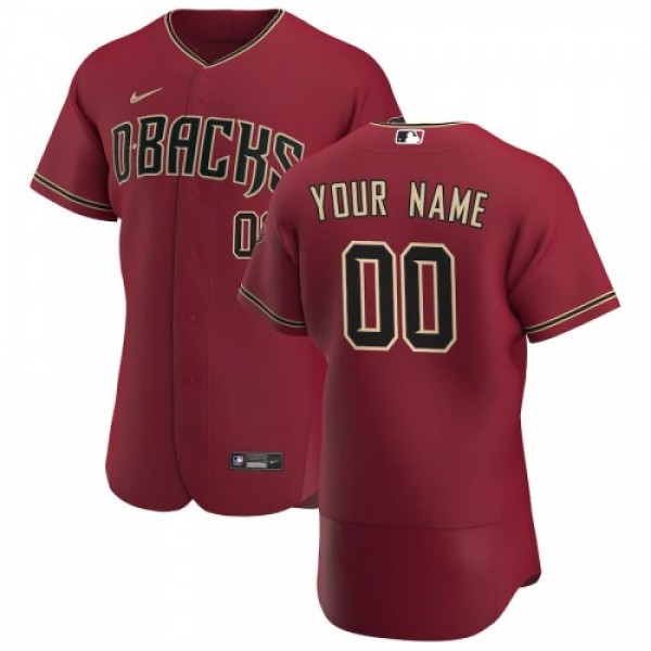 Arizona Diamondbacks Custom Men's Nike Crimson Authentic Alternate Team MLB Jersey