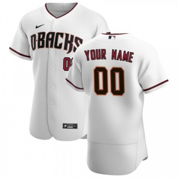 Arizona Diamondbacks Custom Men's Nike White Crimson Authentic Home Team MLB Jersey