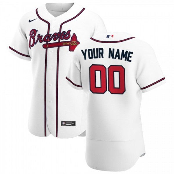 Atlanta Braves Custom Men's Nike White Home 2...