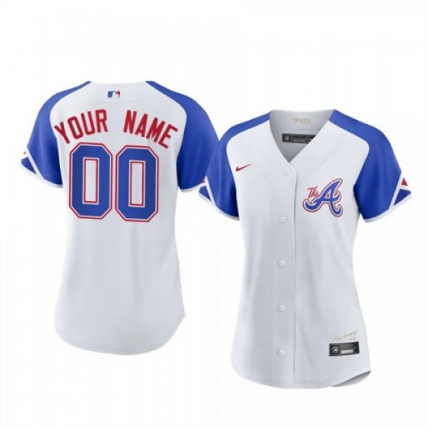 Atlanta Braves Custom 2023 City Connect Women Nike Atlanta Jersey - White