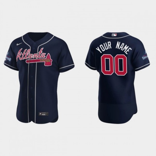 Atlanta Braves Custom Men's Nike 2021 World Series Champions Patch MLB Authentic Player Jersey - Navy