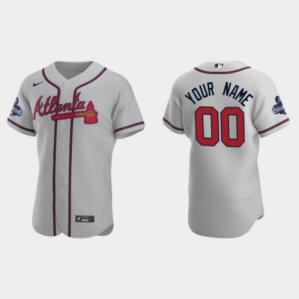 Atlanta Braves Custom Men's Nike 2021 World Series Champions Patch MLB Authentic Player Jersey - Gray