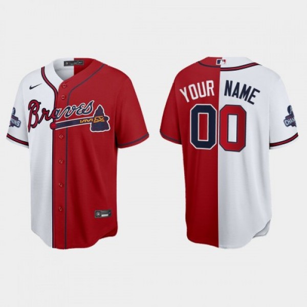 Atlanta Braves Custom Men's Nike 2021 World Series Champions Split Red White MLB Stitched Jersey