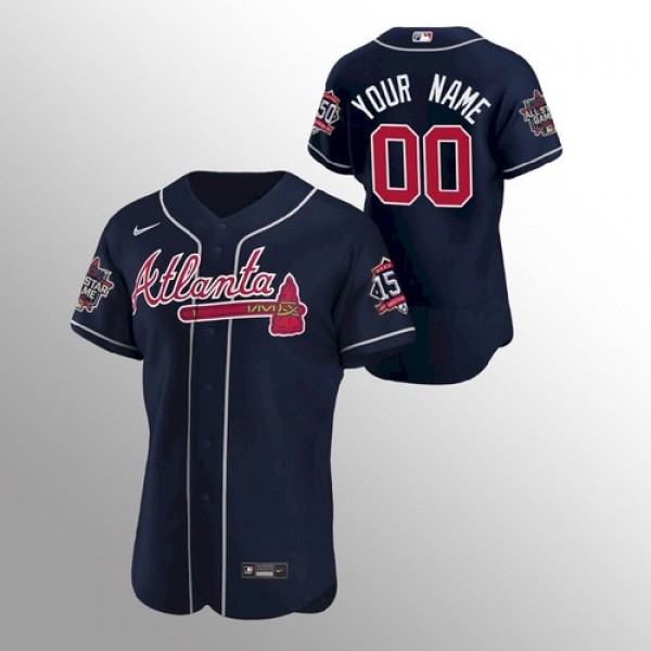 Atlanta Braves Custom Men's Nike 150th Anniversary 2021 World Series Authentic MLB Jersey - Navy