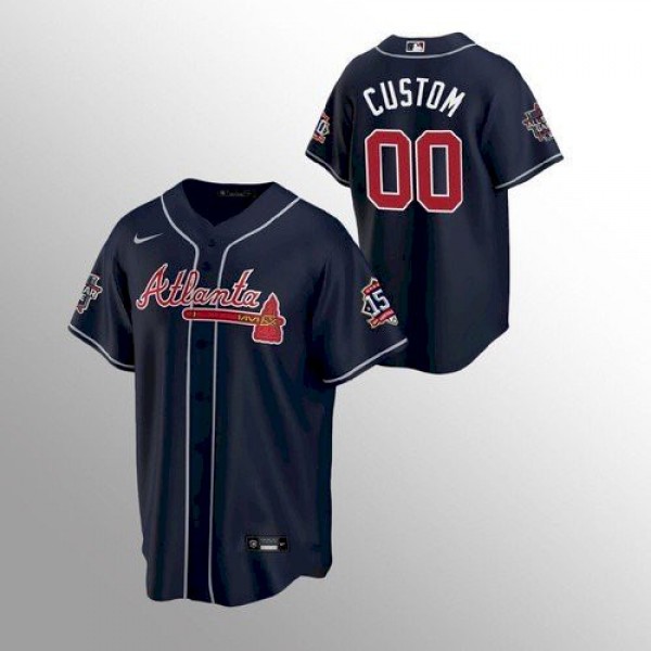 Atlanta Braves Custom Nike 150th Anniversary 2021 World Series Youth MLB Jersey - Navy