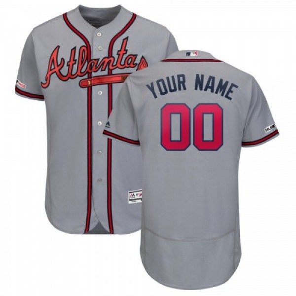 Atlanta Braves Majestic Road 2019 Authentic Collection Flex Base Custom Jersey Gray