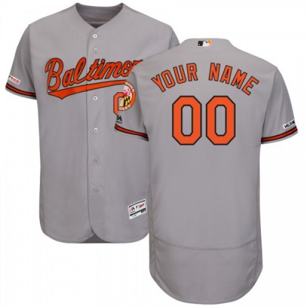 Baltimore Orioles Majestic Road Flex Base Authentic Collection Custom Jersey Gray