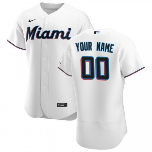 Miami Marlins Custom Men's Nike White Home 20...