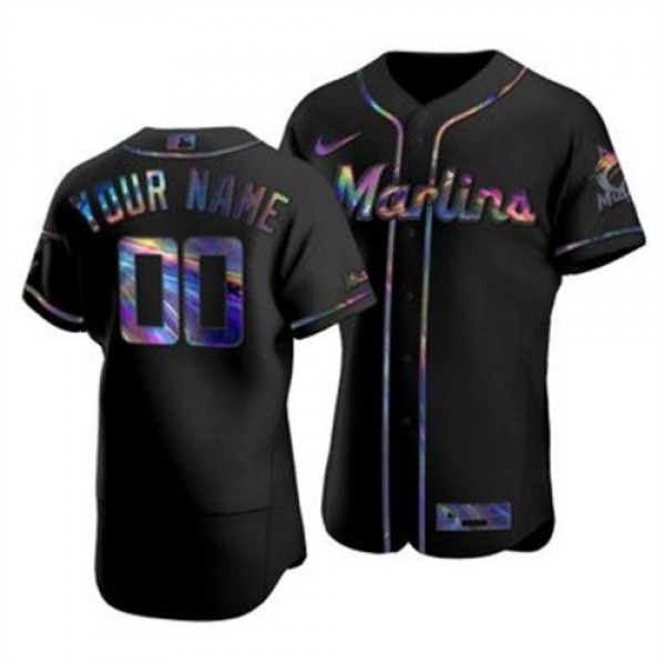 Miami Marlins Custom Men's Nike Iridescent Ho...