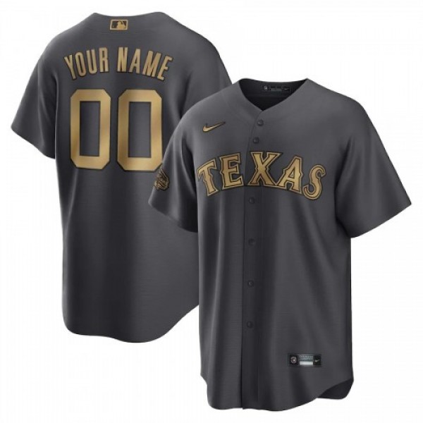 Texas Rangers Custom Men's Nike Charcoal 2022...