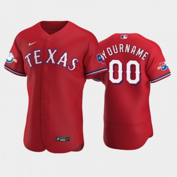 Texas Rangers Custom Authentic 50th Anniversary Men's Nike Alternate MLB Jersey - Red