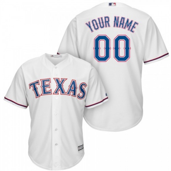 Texas Rangers Majestic Cool Base Custom Jersey White