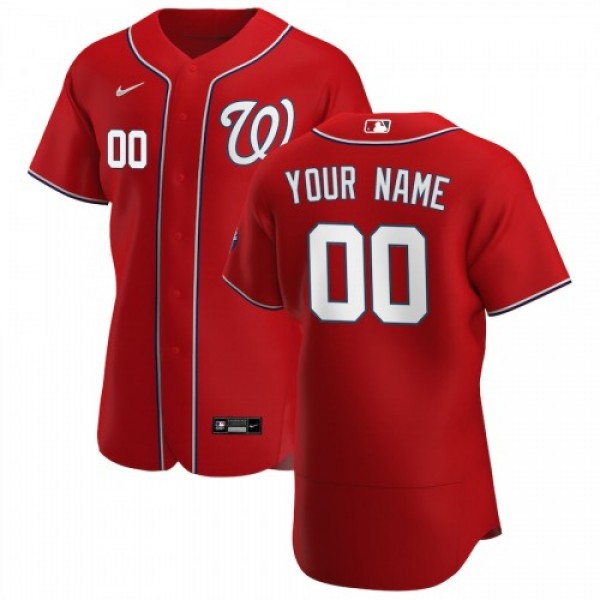 Washington Nationals Custom Men's Nike Red Al...