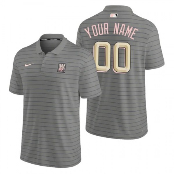 Washington Nationals Custom Men's Nike 2022 City Connect Gray Franchise Polo