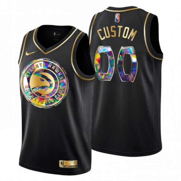 Atlanta Hawks Custom Men's Golden Edition Diamond Logo 2021/22 Swingman Jersey - Black