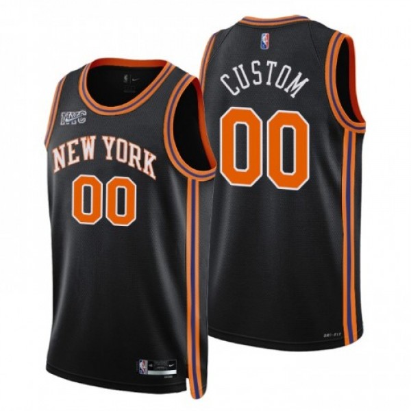 New York Knicks Custom Men's Nike Black 2021/...