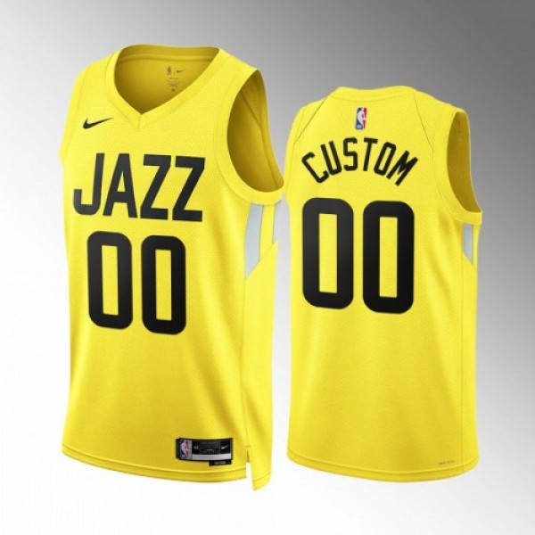 Utah Jazz Custom Men's Yellow Nike NBA 2022-2...