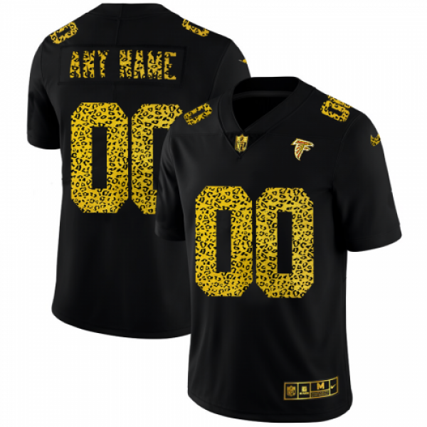 Atlanta Falcons Custom Men's Nike Leopard Print Fashion Vapor Limited NFL Jersey Black