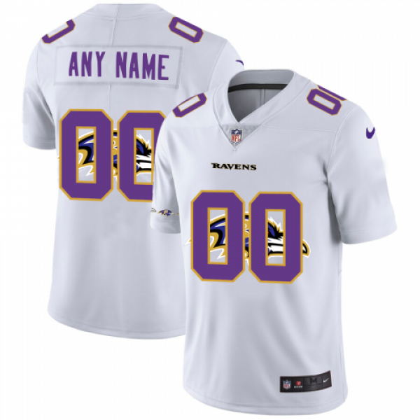 Baltimore Ravens Custom White Men's Nike Team...