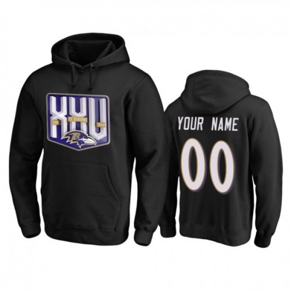 Baltimore Ravens Custom Men's Black Team 25th Season Pullover Hoodie