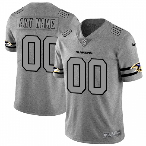 Baltimore Ravens Custom Men's Nike Gray Gridiron II Vapor Untouchable Limited NFL Jersey