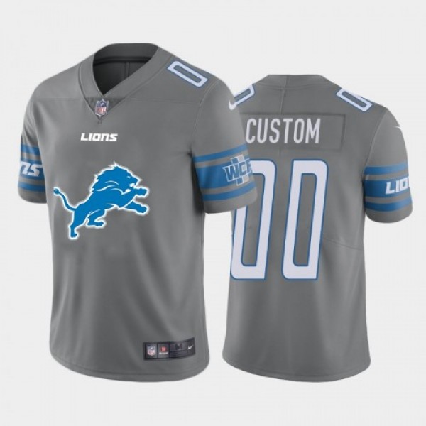 Detroit Lions Custom Gray Men's Nike Big Team...