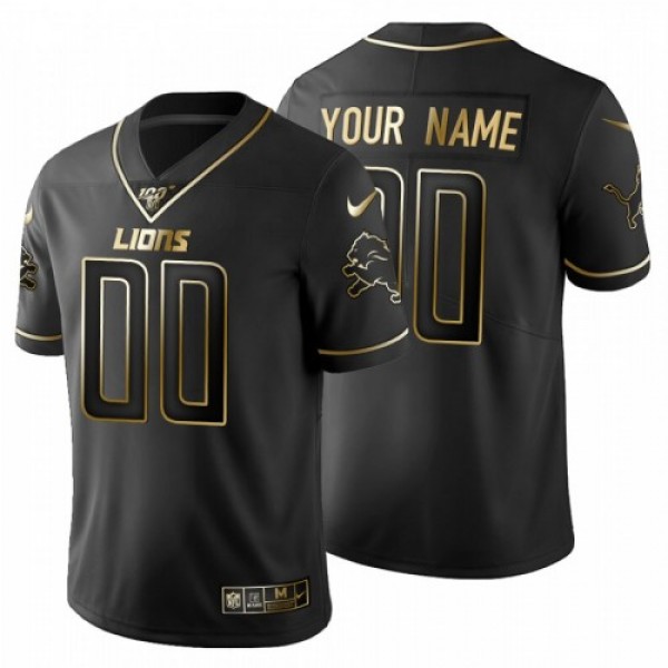 Detroit Lions Custom Men's Nike Black Golden ...