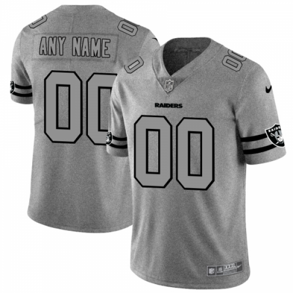 Las Vegas Raiders Custom Men's Nike Gray Grid...