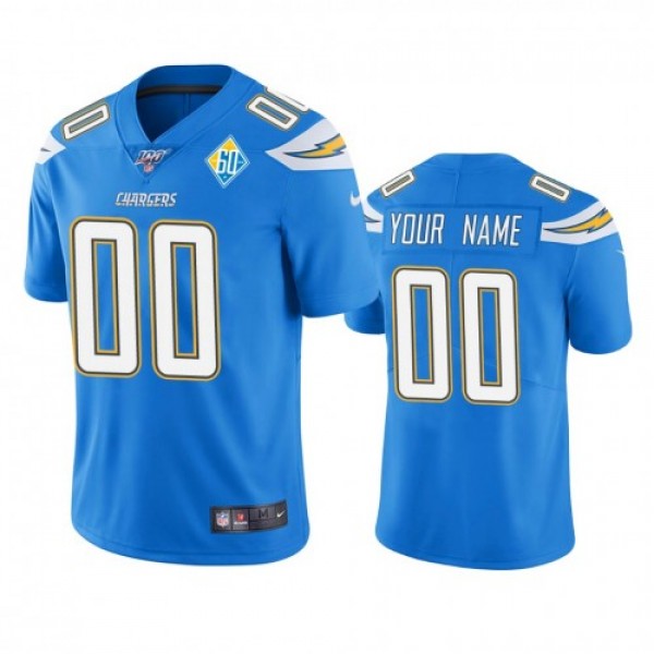 Los Angeles Chargers Custom Light Blue 60th Annive...