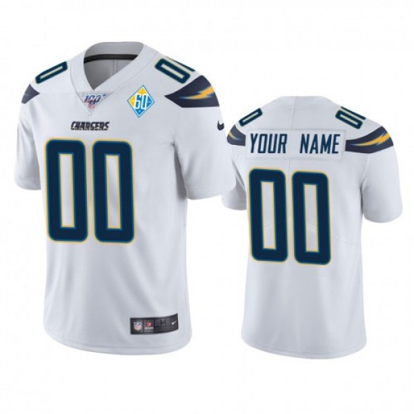 Los Angeles Chargers Custom White 60th Anniversary...