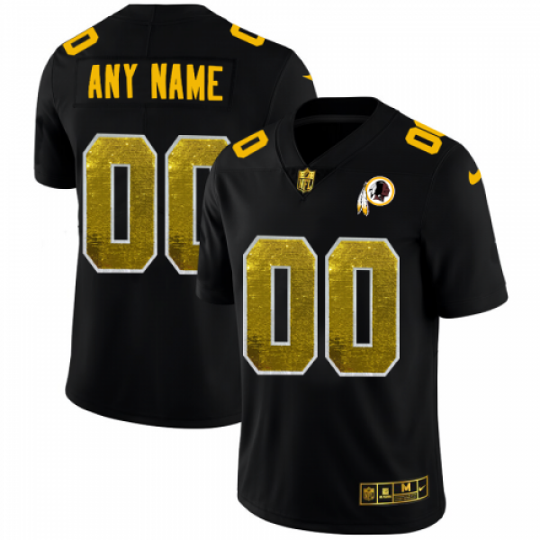 Nike Washington Commanders Custom Men's Black Nike Golden Sequin Vapor Limited NFL Jersey