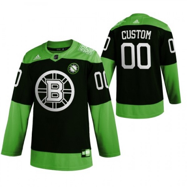 Boston Bruins Custom Men's Adidas Green Hocke...