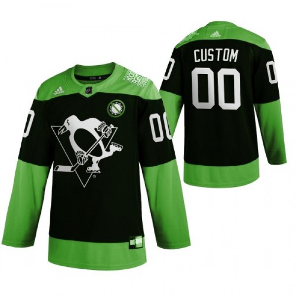 Pittsburgh Penguins Custom Men's Adidas Green...