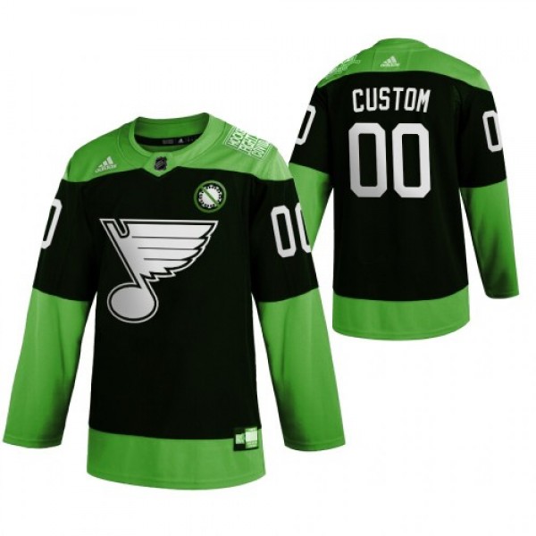 St. Louis Blues Custom Men's Adidas Green Hoc...