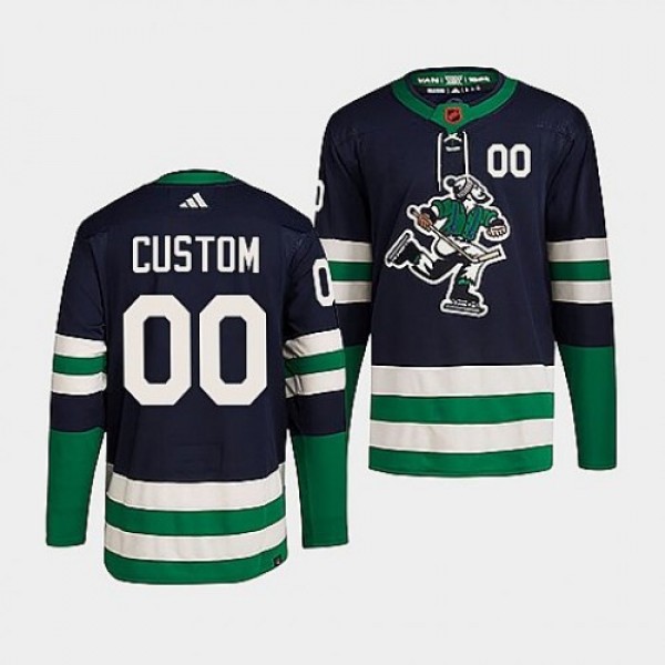 Vancouver Canucks Custom Men's adidas Reverse Retro 2.0 Authentic Player Jersey - Black