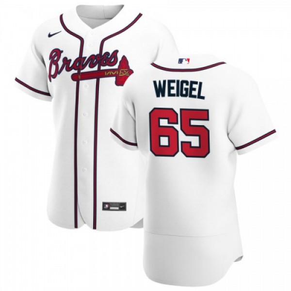 Atlanta Atlanta Braves #65 Patrick Weigel Men's Nike White Home 2020 Authentic Player MLB Jersey