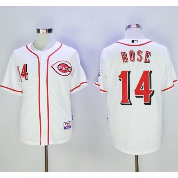 Cincinnati Reds #14 Pete Rose White Cool Base Stit...