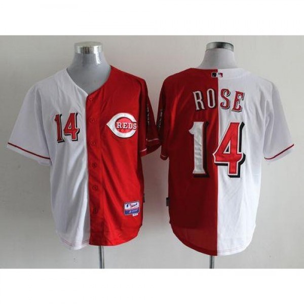 Cincinnati Reds #14 Pete Rose Red/White Split Fash...