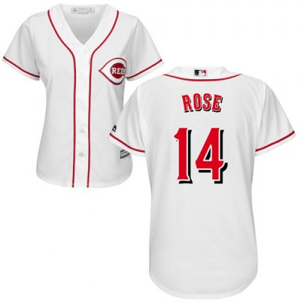 Cincinnati Reds #14 Pete Rose White Home Women...