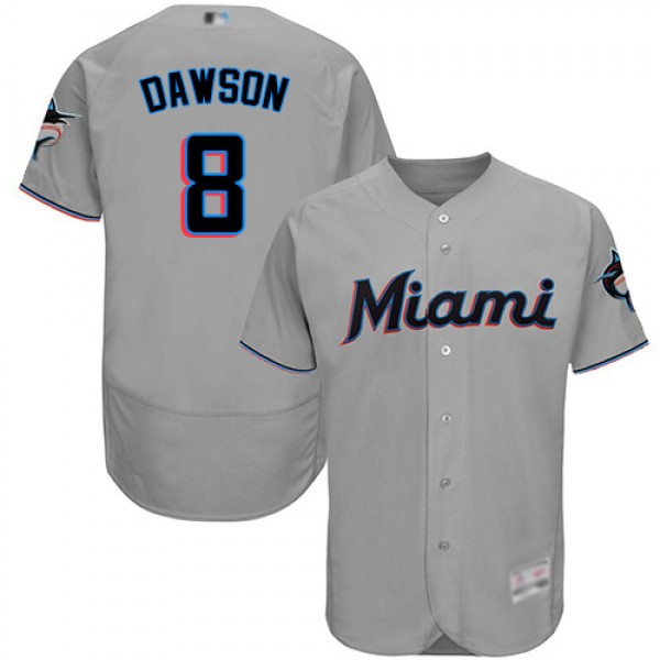 Miami Marlins #8 Andre Dawson Grey Flexbase Authen...