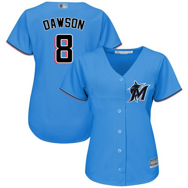 Miami Marlins #8 Andre Dawson Blue Alternate Women...