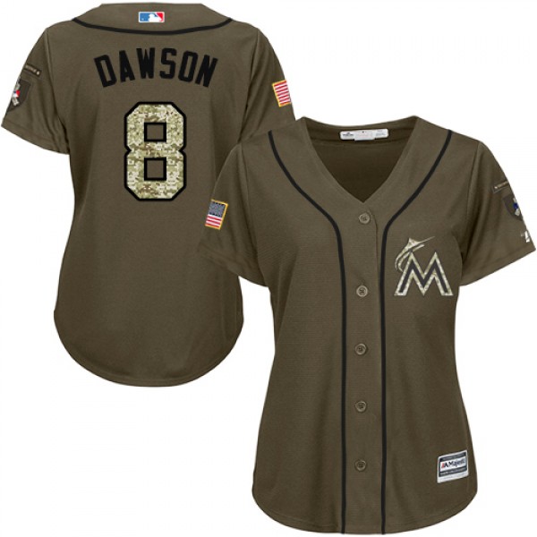 Miami Marlins #8 Andre Dawson Green Salute to Serv...