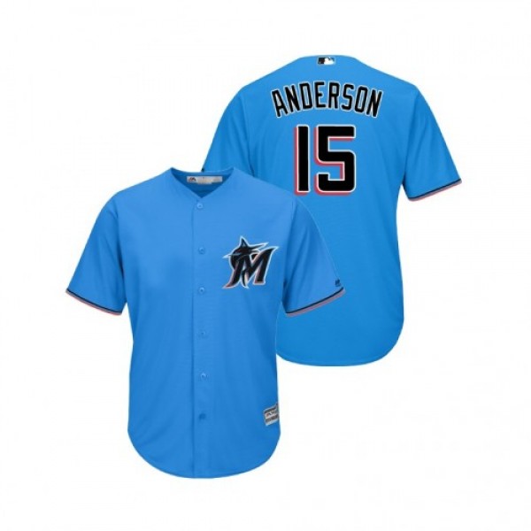 Miami Marlins #15 Brian Anderson Blue Alternate 20...