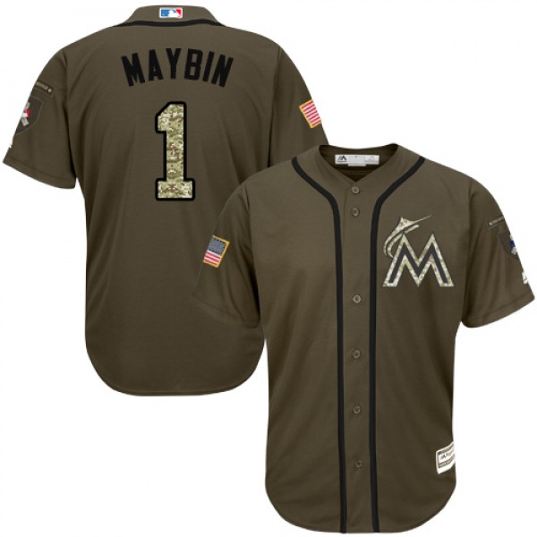 Miami Marlins #1 Cameron Maybin Green Salute to Se...