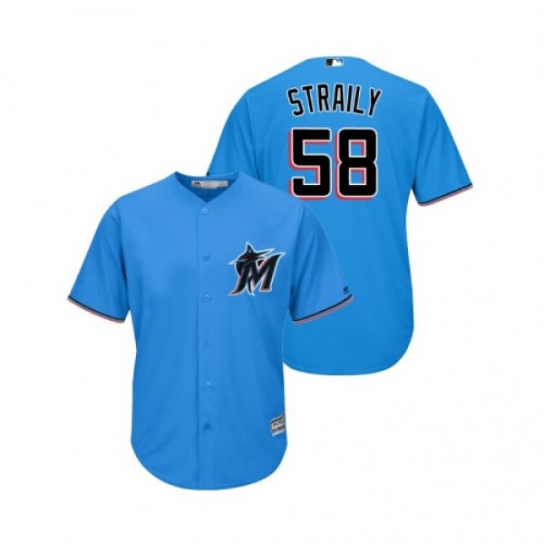 Miami Marlins #58 Dan Straily Blue Alternate 2019 ...