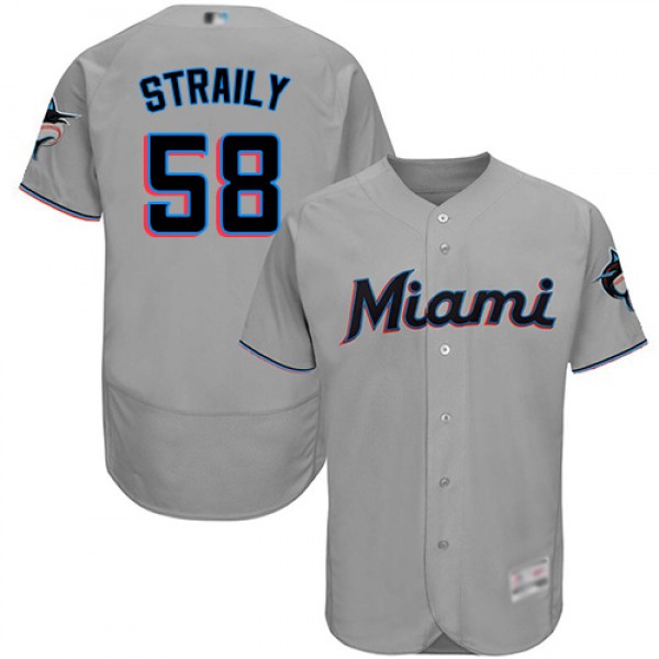 Miami Marlins #58 Dan Straily Grey Flexbase Authen...