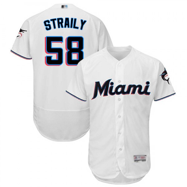 Miami Marlins #58 Dan Straily White Flexbase Authe...