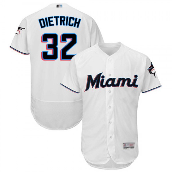 Miami Marlins #32 Derek Dietrich White Flexbase Au...