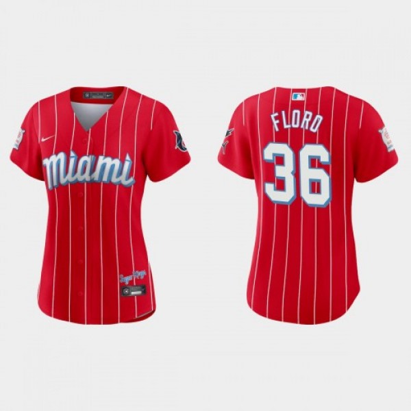 Miami Miami Marlins #36 Dylan Floro Women's N...