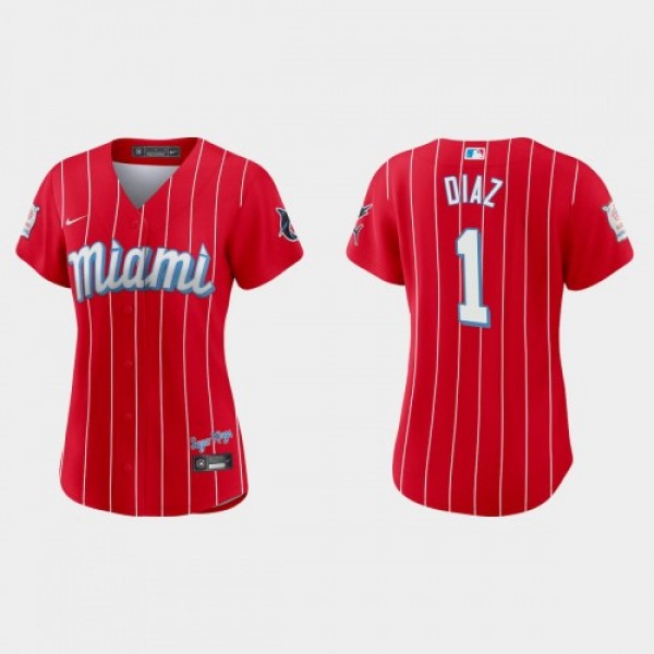 Miami Miami Marlins #1 Isan Diaz Women's Nike...